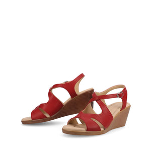 KEDZIEII ANKLE STRAP WEDGE SANDALS IN WIDE - Red