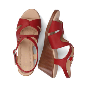 KEDZIEII ANKLE STRAP WEDGE SANDALS IN WIDE - Red