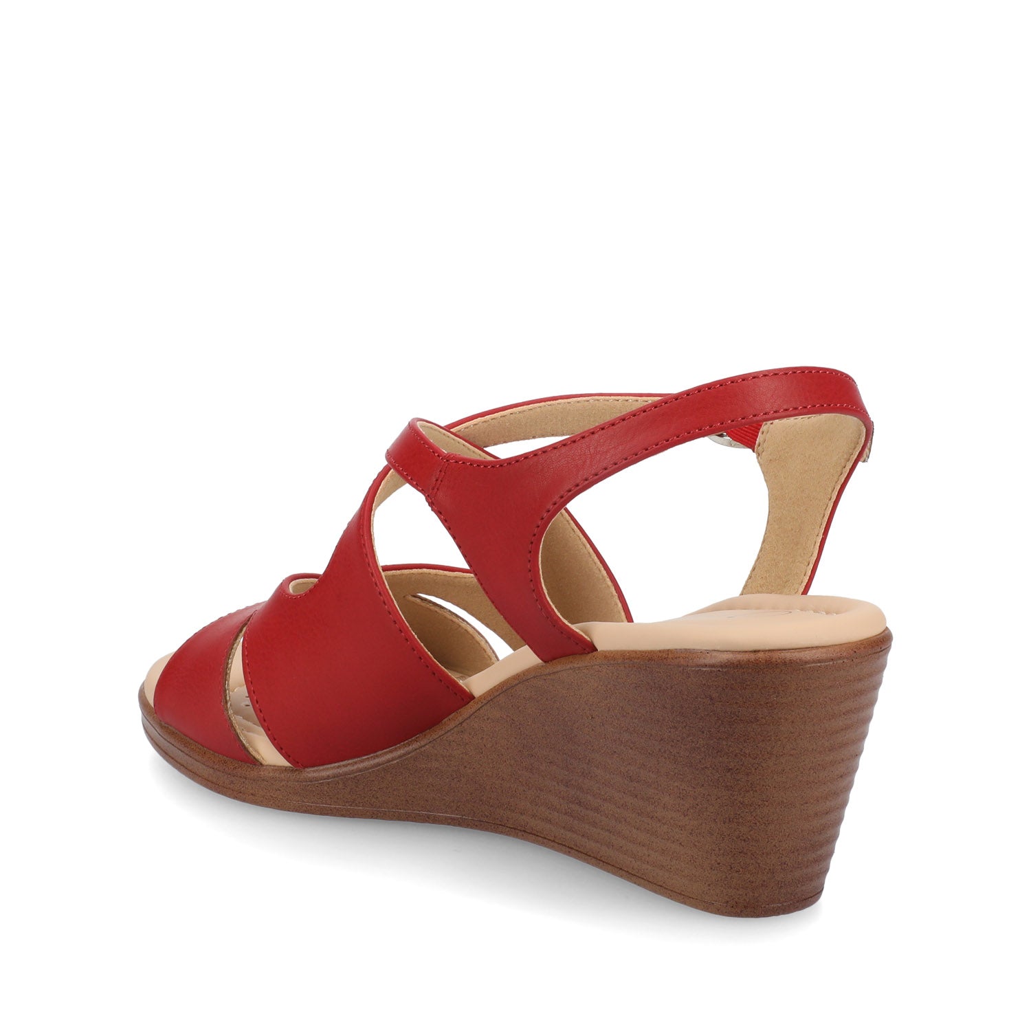 KEDZIEII ANKLE STRAP WEDGE SANDALS IN WIDE - Red