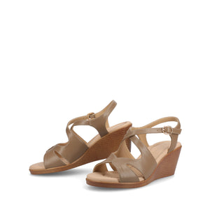 KEDZIEII ANKLE STRAP WEDGE SANDALS - Taupe