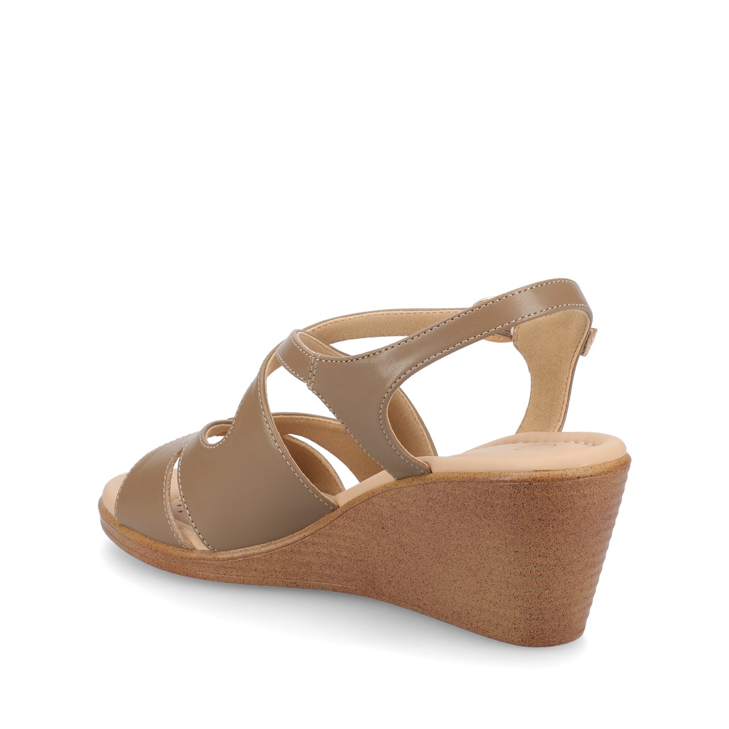 KEDZIEII ANKLE STRAP WEDGE SANDALS - Taupe