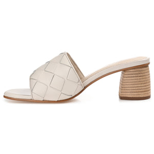 KELLEE BLOCK HEELED MULES IN LEATHER - Off White