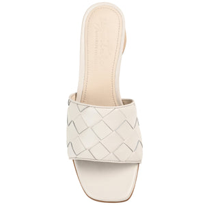 KELLEE BLOCK HEELED MULES IN LEATHER - Off White