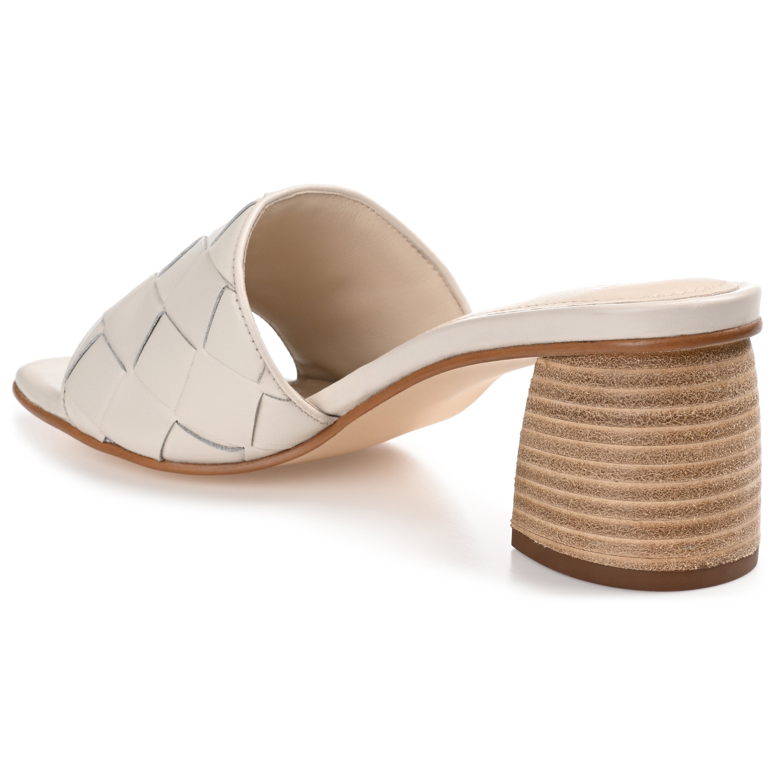 KELLEE BLOCK HEELED MULES IN LEATHER - Off White