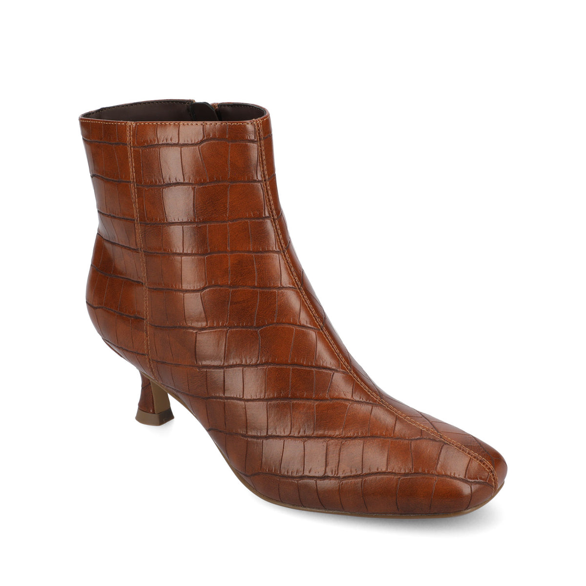 KELSSA POINTED TOE BOOTIES IN WIDE - Cognac Croco