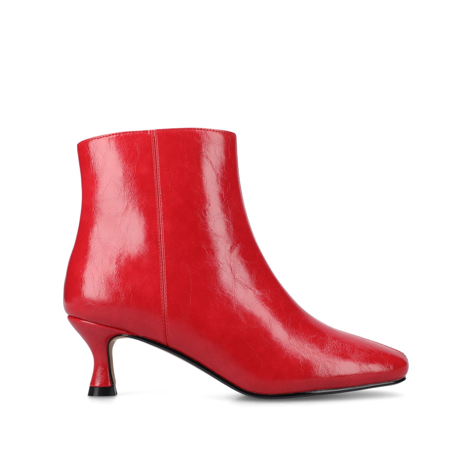 KELSSA POINTED TOE BOOTIES IN VEGAN LEATHER - Red Patent
