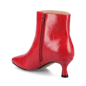 KELSSA POINTED TOE BOOTIES IN VEGAN LEATHER - Red Patent