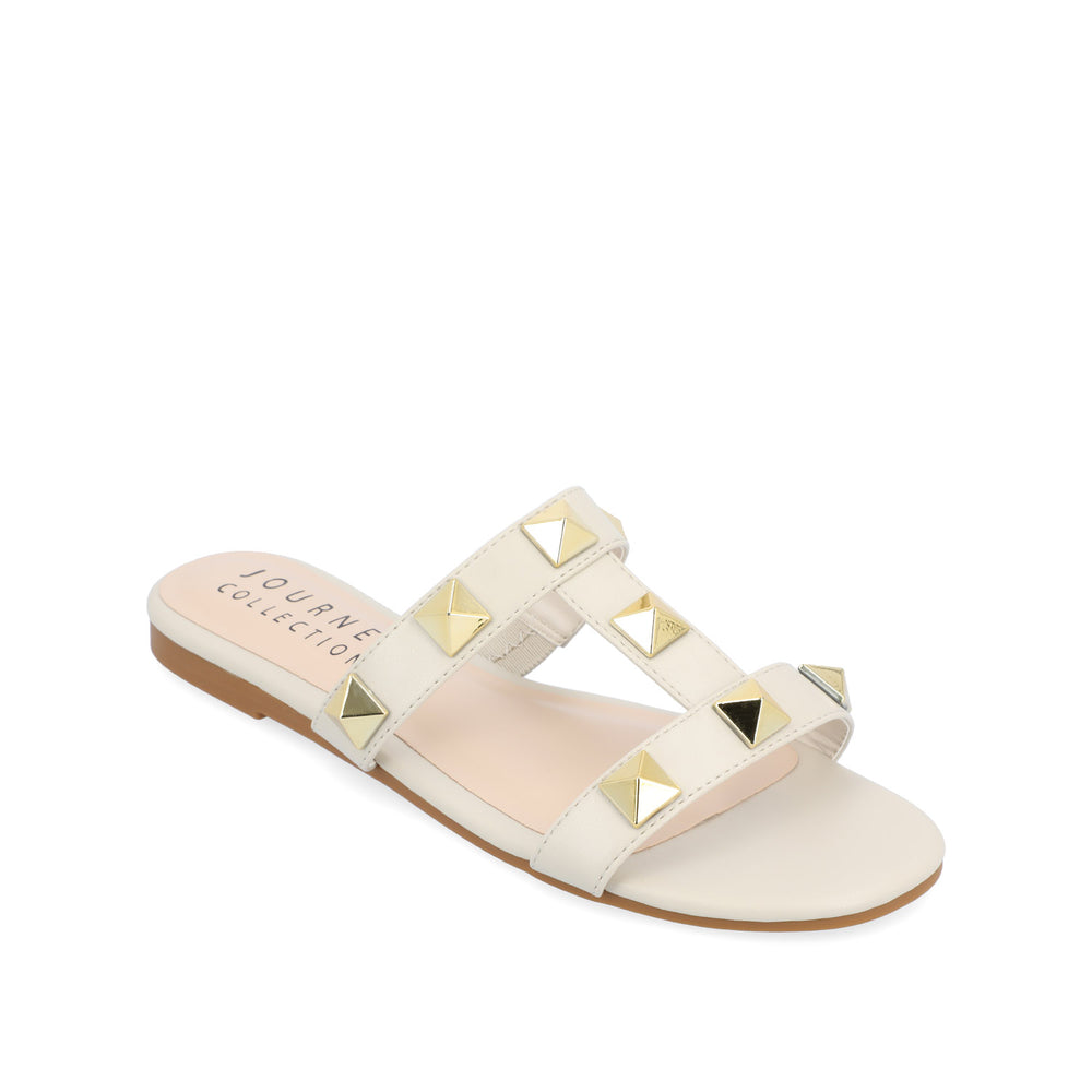 KENDALL SLIDE SANDALS IN FAUX LEATHER