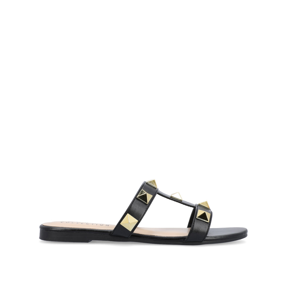 KENDALL SLIDE SANDALS IN FAUX LEATHER