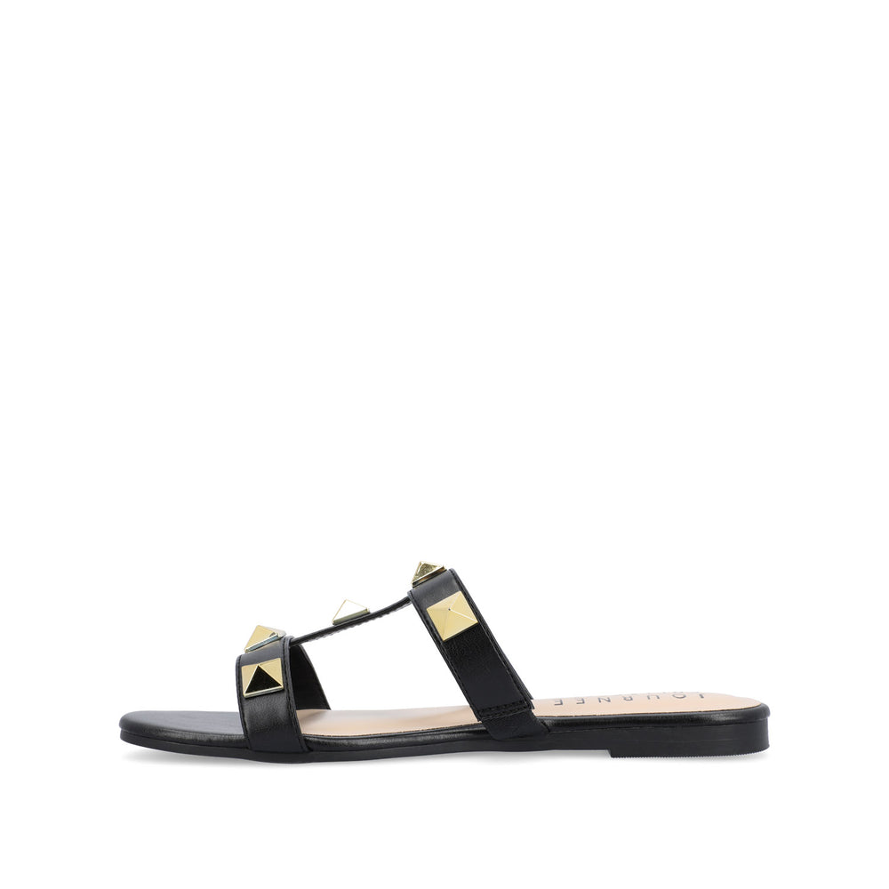 KENDALL SLIDE SANDALS IN FAUX LEATHER