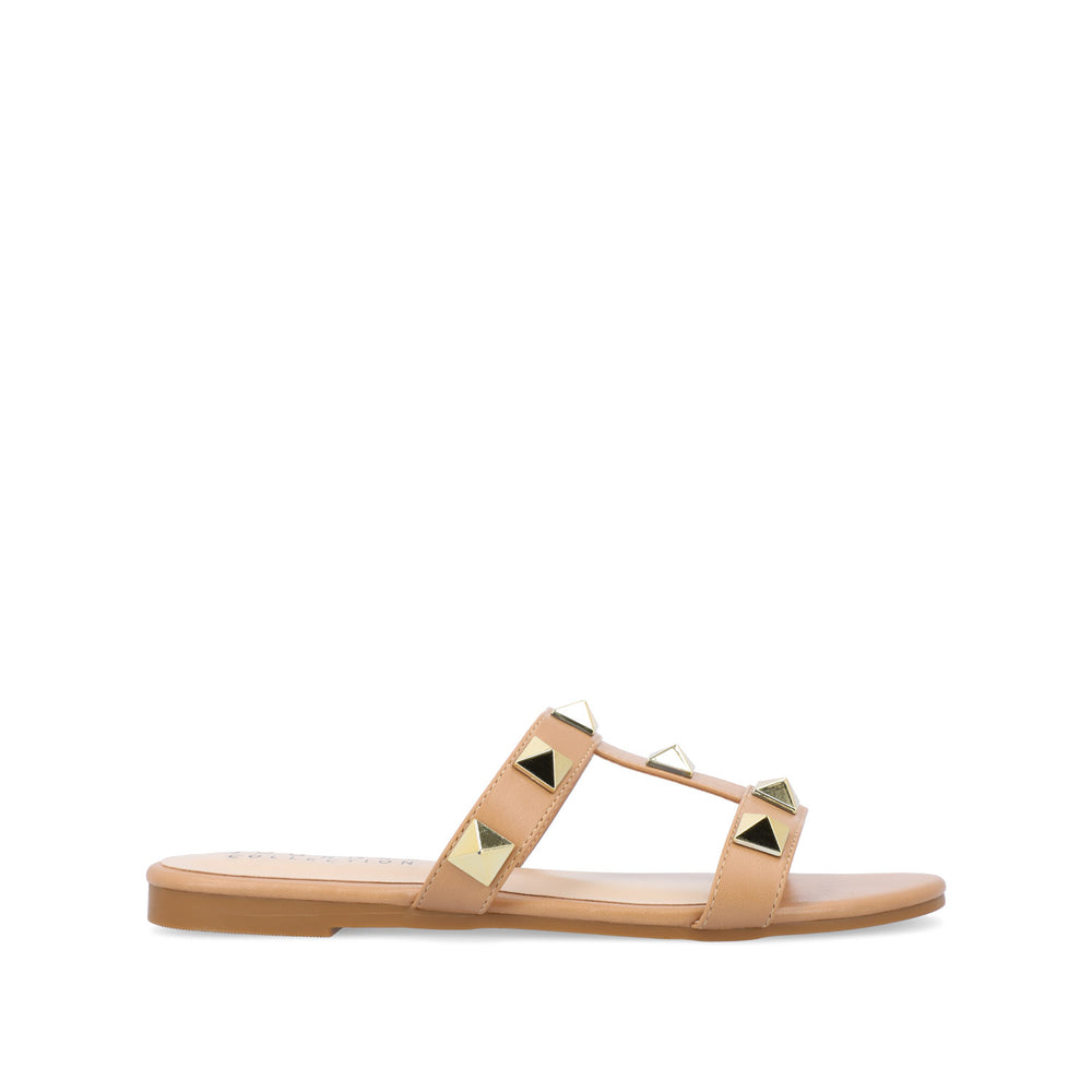 KENDALL SLIDE SANDALS IN FAUX LEATHER