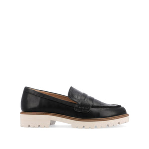 KENLY VEGAN LEATHER LOAFER FLATS IN WIDE - Black PU