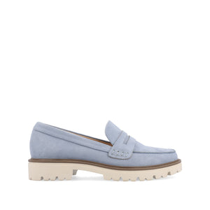 KENLY LOAFER FLATS IN FAUX SUEDE - Light Blue Faux Suede
