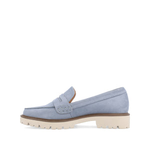 KENLY LOAFER FLATS IN FAUX SUEDE - Light Blue Faux Suede