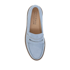 KENLY LOAFER FLATS IN FAUX SUEDE - Light Blue Faux Suede