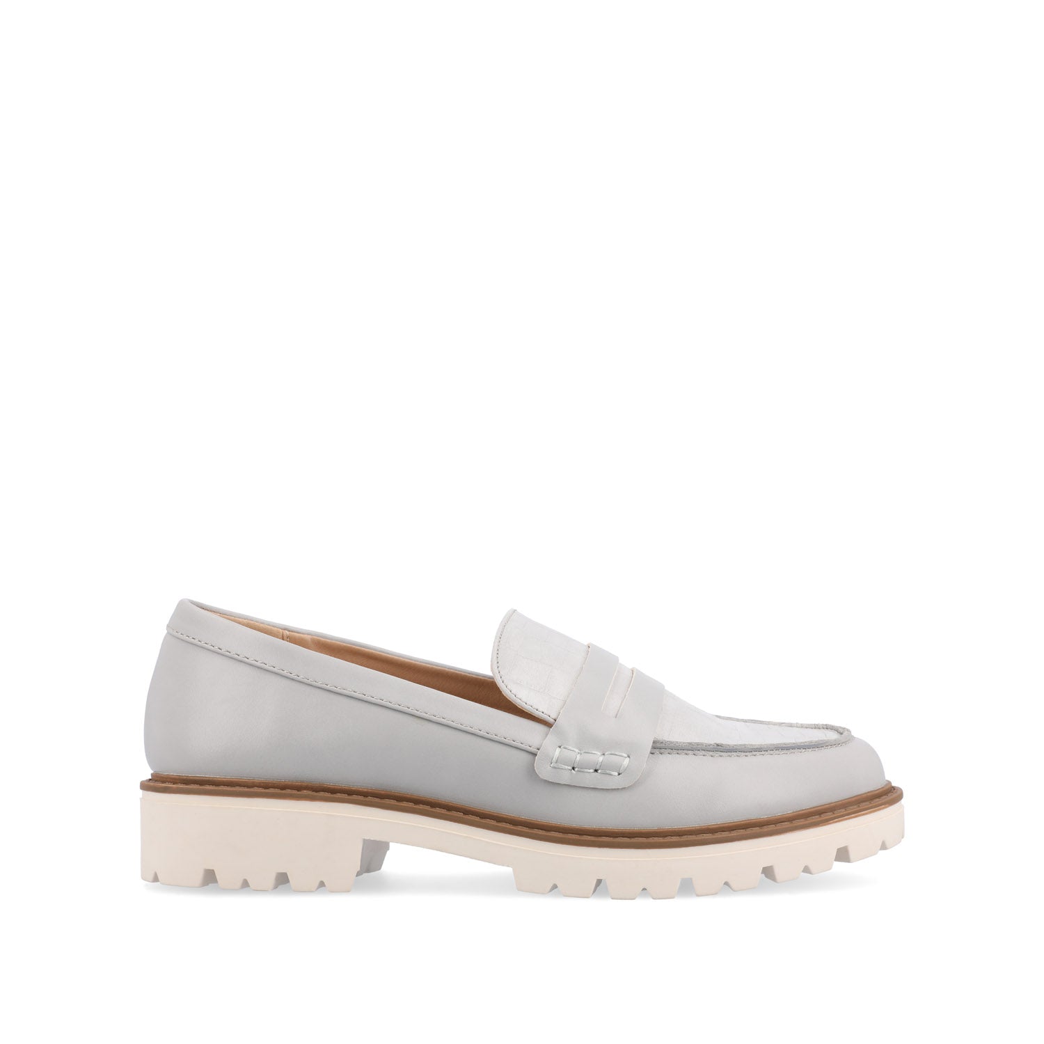 KENLY VEGAN LEATHER LOAFER FLATS IN WIDE - Grey PU