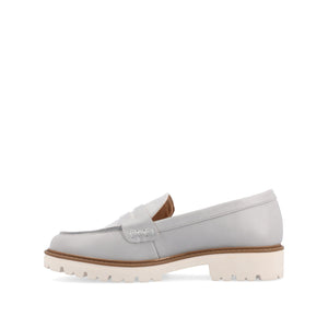 KENLY VEGAN LEATHER LOAFER FLATS IN WIDE - Grey PU