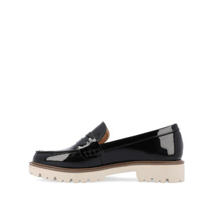 KENLY LOAFER FLATS IN VEGAN LEATHER - Black Patent
