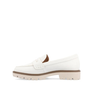 KENLY VEGAN LEATHER LOAFER FLATS IN WIDE - White PU