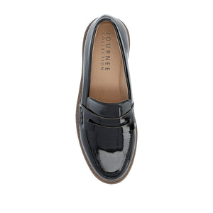 KENLY VEGAN LEATHER LOAFER FLATS IN WIDE - Black Patent