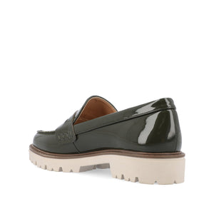 KENLY VEGAN LEATHER LOAFER FLATS IN WIDE - Green Patent