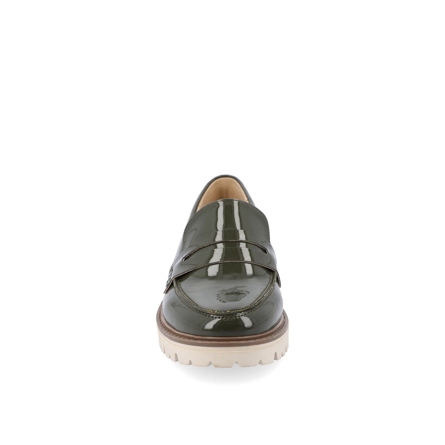 KENLY LOAFER FLATS IN VEGAN LEATHER - Green Patent