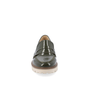 KENLY LOAFER FLATS IN VEGAN LEATHER - Green Patent