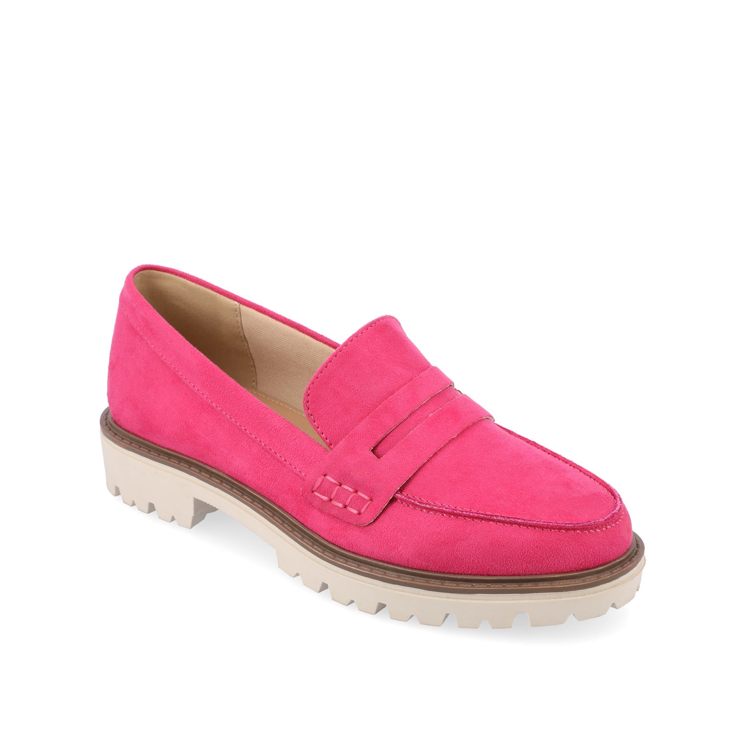 KENLY LOAFER FLATS IN FAUX SUEDE - Pink Faux Suede