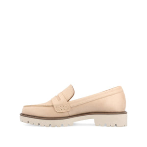 KENLY LOAFER FLATS IN FAUX SUEDE - Stone Faux Suede