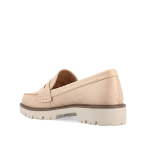 KENLY LOAFER FLATS IN FAUX SUEDE - Stone Faux Suede