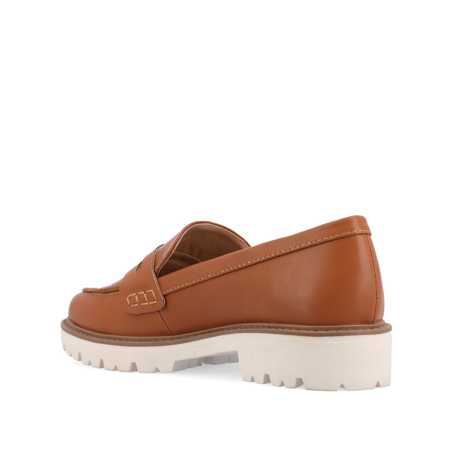 KENLY VEGAN LEATHER LOAFER FLATS IN WIDE - Tan PU