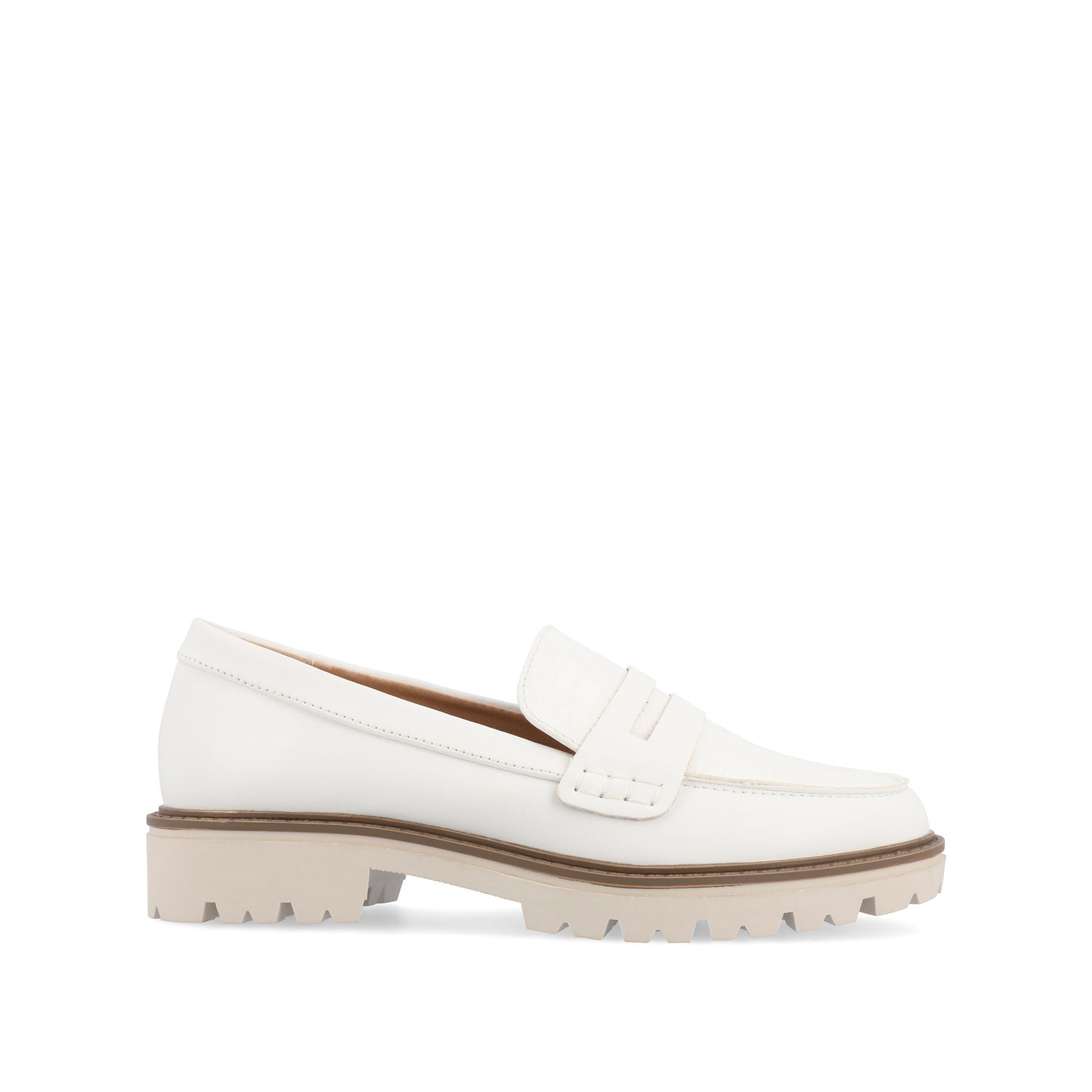 KENLY VEGAN LEATHER LOAFER FLATS IN WIDE - White PU