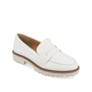 KENLY VEGAN LEATHER LOAFER FLATS IN WIDE - White PU