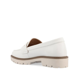 KENLY VEGAN LEATHER LOAFER FLATS IN WIDE - White PU
