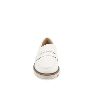 KENLY VEGAN LEATHER LOAFER FLATS IN WIDE - White PU