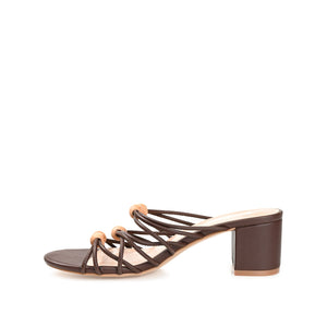KENNADI BLOCK HEELED MULTI STRAP SANDALS - Brown