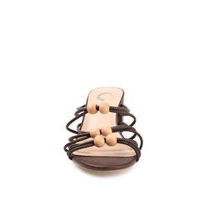 KENNADI BLOCK HEELED MULTI STRAP SANDALS - Brown