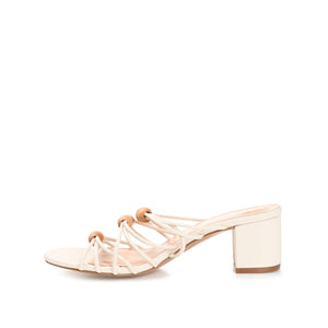 KENNADI BLOCK HEELED MULTI STRAP SANDALS - Ivory