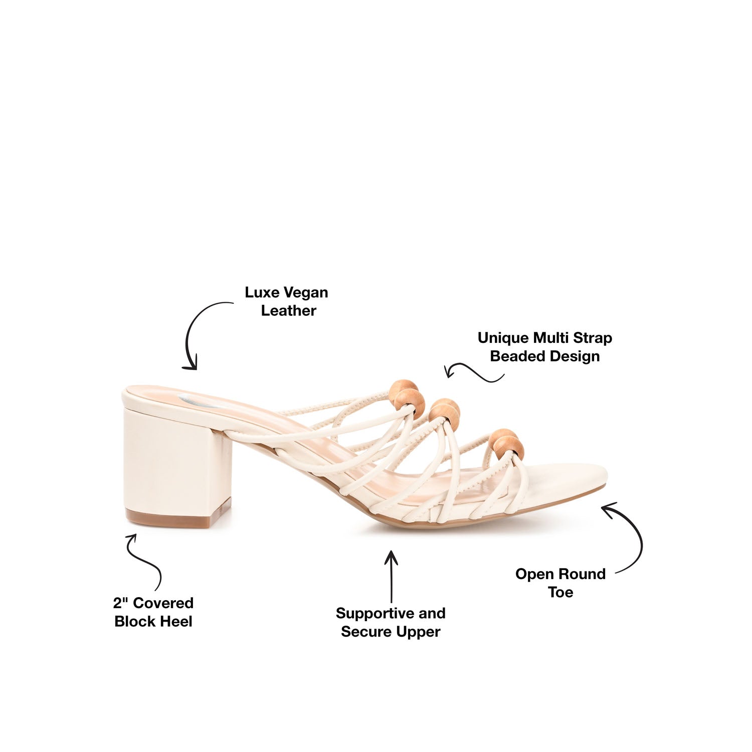 KENNADI BLOCK HEELED MULTI STRAP SANDALS - Ivory