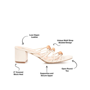 KENNADI BLOCK HEELED MULTI STRAP SANDALS - Ivory