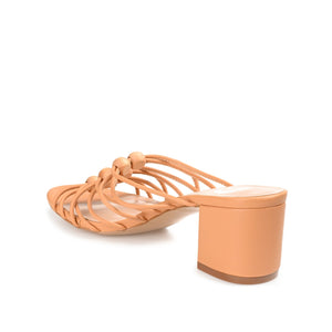 KENNADI BLOCK HEELED MULTI STRAP SANDALS - Tan