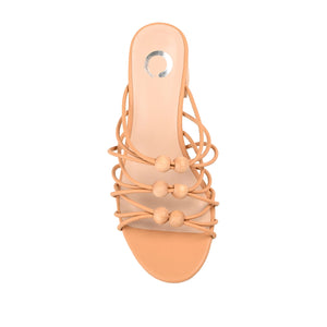 KENNADI BLOCK HEELED MULTI STRAP SANDALS - Tan