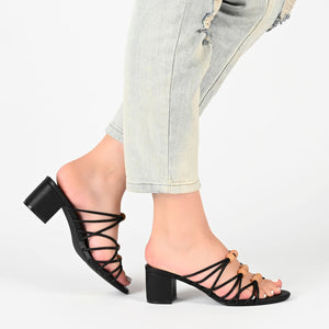 KENNADI BLOCK HEELED MULTI STRAP SANDALS - Ivory