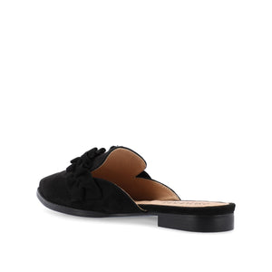KESSIE RUFFLED MULE FLATS IN FAUX SUEDE - Black