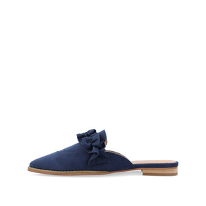 KESSIE RUFFLED MULE FLATS IN FAUX SUEDE - Blue