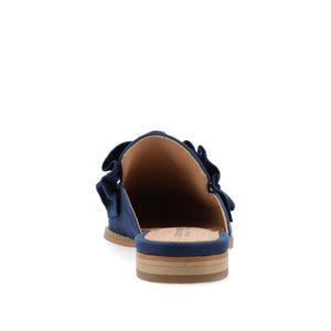 KESSIE RUFFLED MULE FLATS IN FAUX SUEDE - Blue