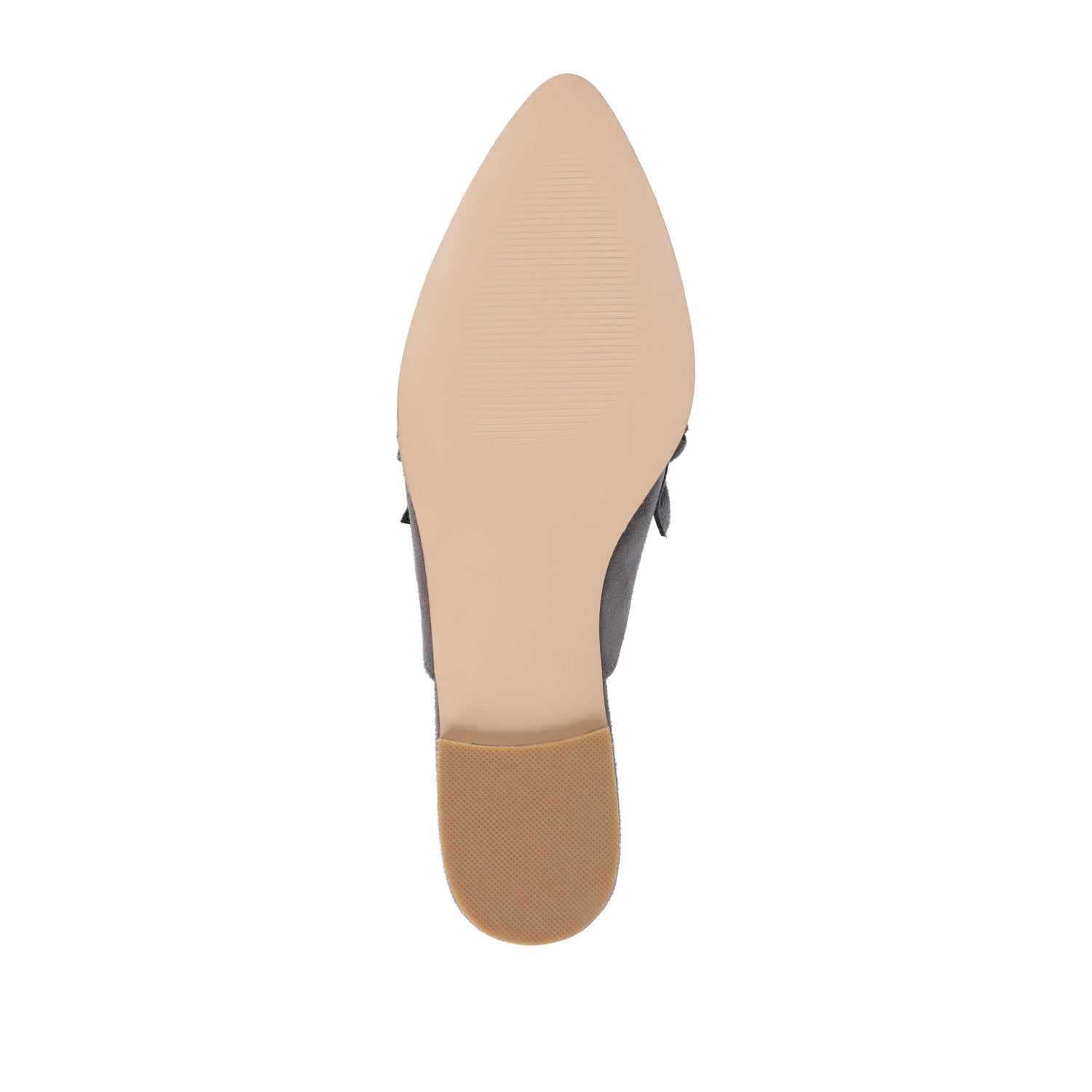 KESSIE RUFFLED MULE FLATS IN FAUX SUEDE
