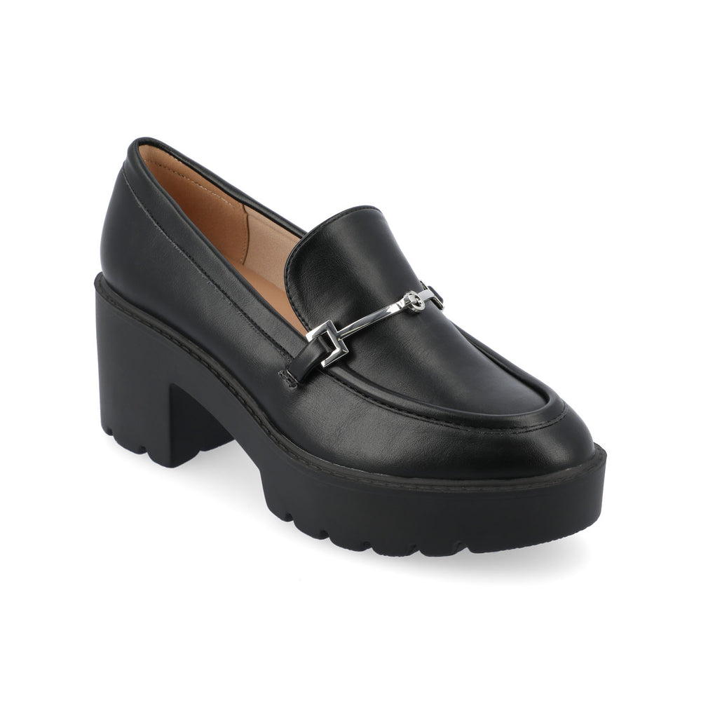 KEZZIAH LOAFER BLOCK HEELS IN FAUX LEATHER