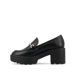 KEZZIAH LOAFER BLOCK HEELS IN VEGAN LEATHER - Black