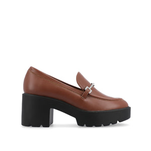 KEZZIAH BLOCK HEEL LOAFERS IN WIDE - Brown